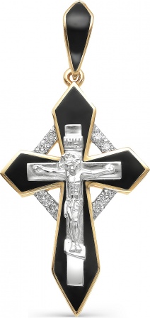 Крестик с бриллиантами из красного золота 585 пробы (арт. 814925)