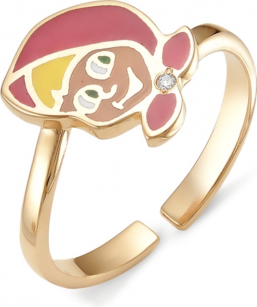 Кольцо Девочка Маша безразмерное с бриллиантом из красного золота (арт. 814972)