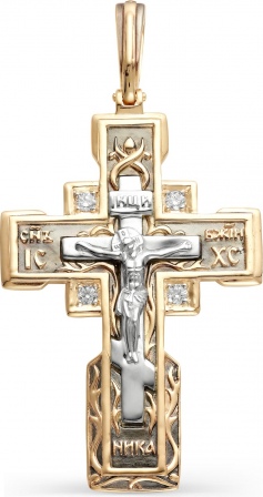 Крестик с бриллиантами из красного золота (арт. 814981)
