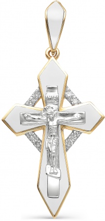 Крестик с бриллиантами из красного золота (арт. 815184)