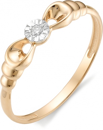 Кольцо Бантик с бриллиантом из красного золота (арт. 815306)
