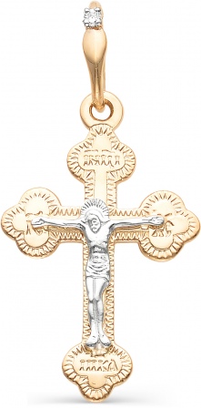 Крестик с бриллиантом из красного золота (арт. 815381)
