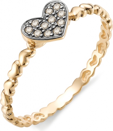 Кольцо Сердце с 11 бриллиантами из красного золота (арт. 816198)