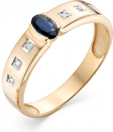 Кольцо с бриллиантами, сапфиром из красного золота (арт. 816597)