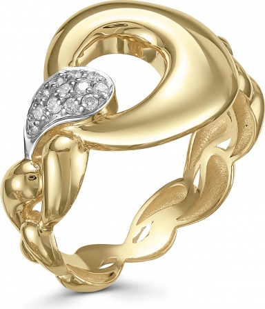 Кольцо с 12 бриллиантами из жёлтого золота (арт. 817418)