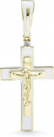 Крестик с 1 бриллиантом из жёлтого золота (арт. 817582)