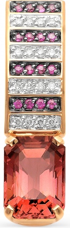 Подвеска с рубеллитом, рубинами и бриллиантами из красного золота (арт. 817733)