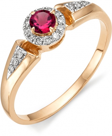 Кольцо с рубином и бриллиантами из красного золота (арт. 817743)