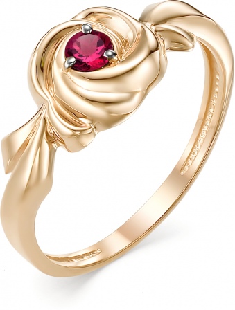 Кольцо Цветок с 1 рубином из красного золота (арт. 818054)