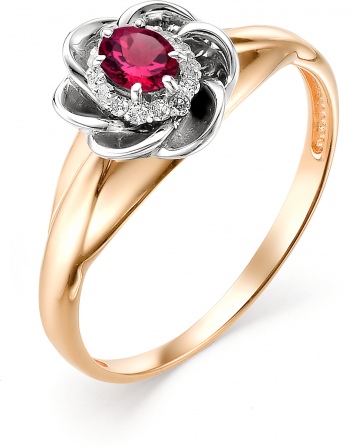 Кольцо Цветок с рубином и бриллиантами из красного золота (арт. 818108)