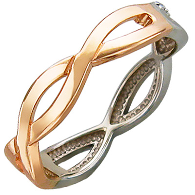 Кольцо с фианитами из комбинированного золота (арт. 830078)