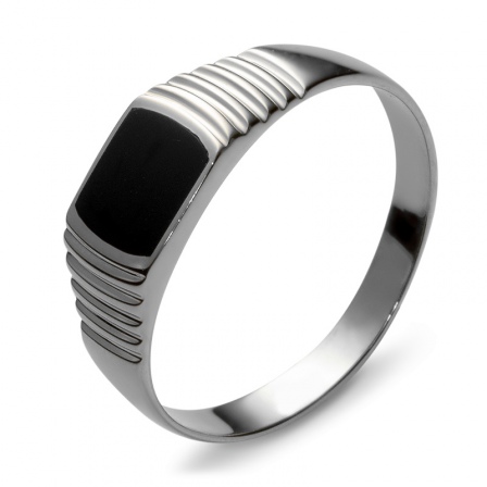 Кольцо с 1 ониксом из серебра (арт. 845160)