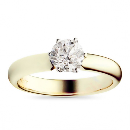 Классическое кольцо с бриллиантом 1 карат из желтого золота (арт. 991198)