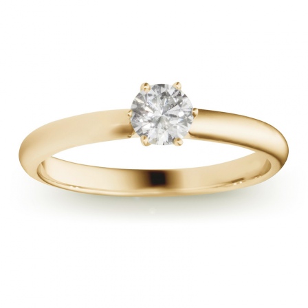 Классическое кольцо с бриллиантом 0.3 карат из желтого золота (арт. 991204)