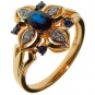 Кольцо Цветок с сапфирами и бриллиантами из красного золота