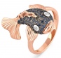 Кольцо Рыба с сапфирами и бриллиантами из красного золота