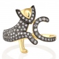 Кольцо Кот с 76 бриллиантами из жёлтого золота
