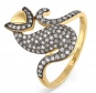 Кольцо Кошка с 93 бриллиантами из жёлтого золота
