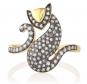 Кольцо Кошка с 93 бриллиантами из жёлтого золота