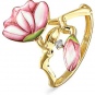 Кольцо Цветы с эмалью и бриллиантом из жёлтого золота