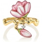 Кольцо Цветы с эмалью и бриллиантом из жёлтого золота