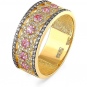 Кольцо с розовыми сапфирами и бриллиантами из жёлтого золота