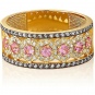 Кольцо с розовыми сапфирами и бриллиантами из жёлтого золота