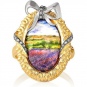 Кольцо Пейзаж с эмалью и бриллиантами из жёлтого золота