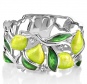 Кольцо Лимоны с 3 бриллиантами из серебра