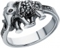 Кольцо Слон с марказитами из серебра