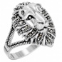 Кольцо Лев с марказитами из серебра