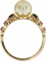 Кольцо с жемчугом, родолитами и фианитами из красного золота