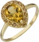 Кольцо с цитрином и сапфирами из жёлтого золота