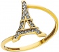Кольцо Париж с фианитами из жёлтого золота