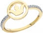 Кольцо Корона с фианитами из жёлтого золота