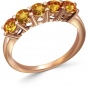 Кольцо с 5 султанитами из красного золота