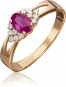 Кольцо с рубином и бриллиантами из красного золота