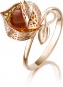 Кольцо с эмалью и янтарем из красного золота