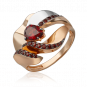 Кольцо с гранатами из комбинированного золота