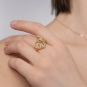 Кольцо с хризолитами и цитринами из красного золота