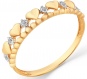 Кольцо Сердечки с 6 фианитами из красного золота