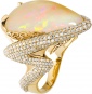 Кольцо с опалом и бриллиантами из жёлтого золота 750 пробы