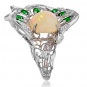 Кольцо с опалом, тсаворитами и бриллиантами из белого золота