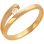 Кольцо с 1 бриллиантом из красного золота 