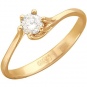 Кольцо с 1 бриллиантом из красного золота 
