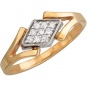 Кольцо с 9 бриллиантами из комбинированного золота 