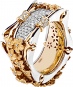 Кольцо Цветы с 148 бриллиантами из комбинированного золота 750 пробы