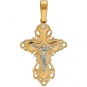 Крестик с 1 бриллиантом из комбинированного золота 
