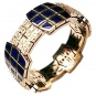 Кольцо с 80 бриллиантами, эмалью из комбинированного золота 750 пробы