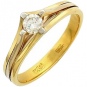 Яркое кольцо с 1 бриллиантом из комбинированного золота 